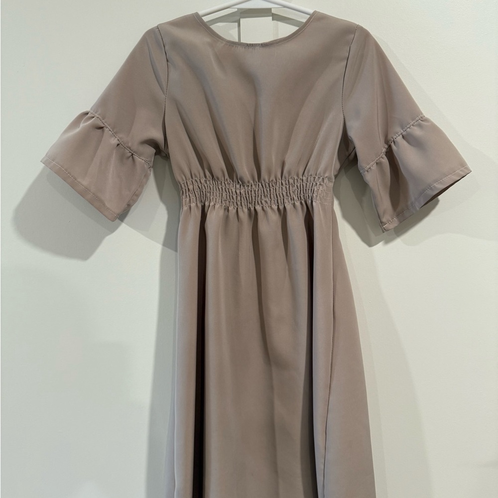 Elegant Taupe Midi Dress
